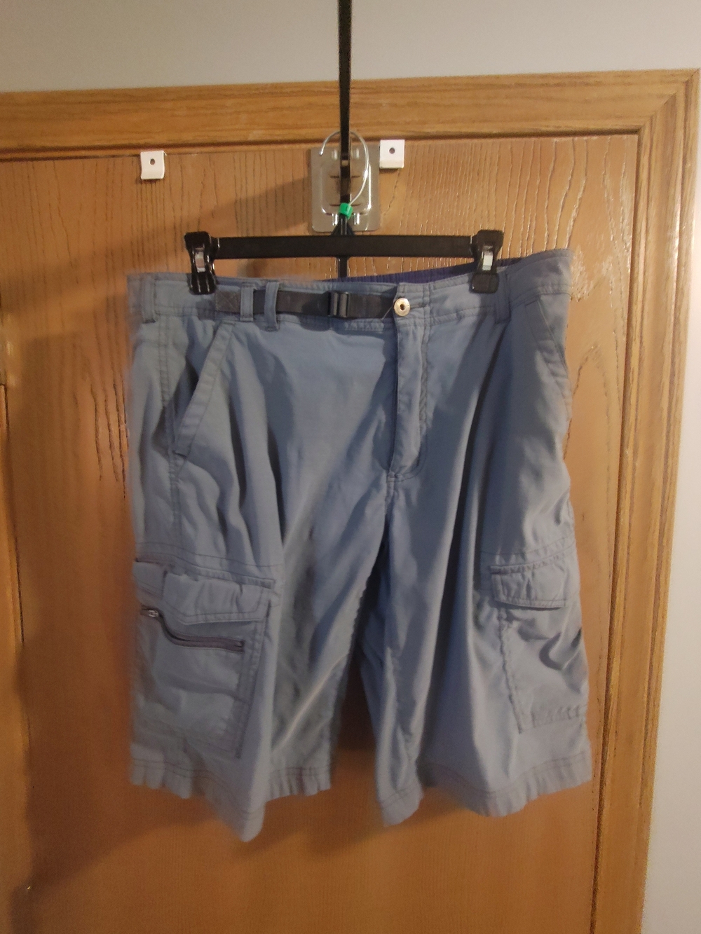 Mens Light Blue Cargo Shorts with Belt